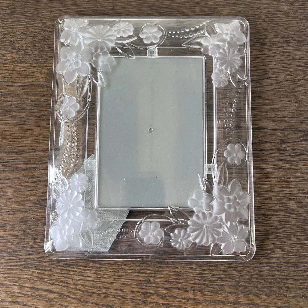 New Handcrafted Crystal Garden Flower Wedding Picture Frame 4.5 x 6.5 Made Japan